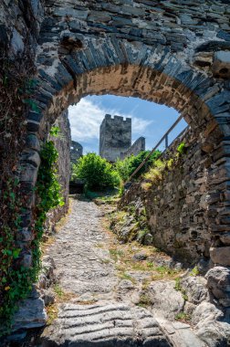 Spitz, Wachau, Avusturya 'daki Hinterhaus şatosundan, Tuna Nehri ile Avrupa' dan görüntü