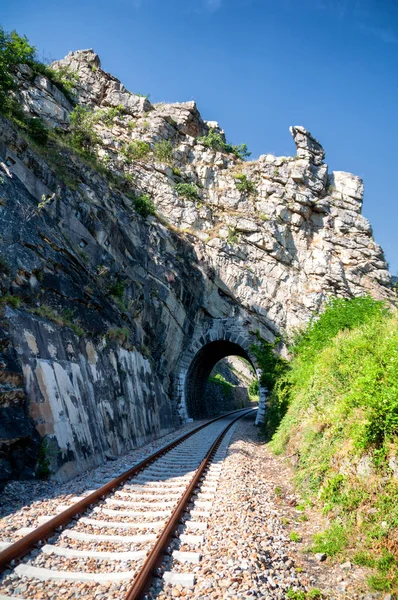 Wachau Vadisi Boyunca Uzanan Tren Yolu Tüneli Teufelsmauer Eng Şeytanın — Stok fotoğraf