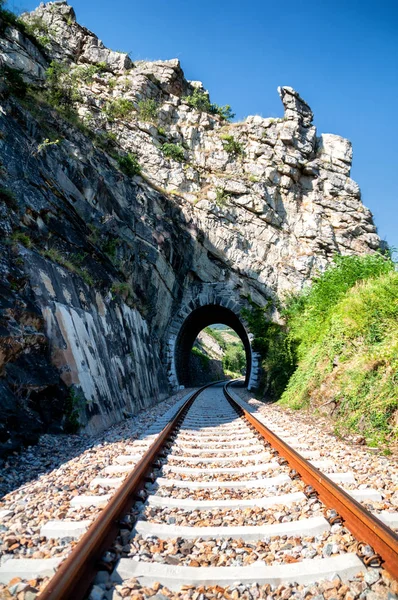 Wachau Vadisi Boyunca Uzanan Tren Yolu Tüneli Teufelsmauer Eng Şeytanın — Stok fotoğraf