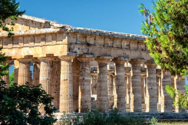 Klasik Yunan Tapınağı'nda Harabeleri antik kentin Paestum, Cilento, İtalya