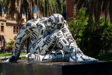 Italy, Reggio Calabria, July 2017: Villa Genoese-Zerbi and modern sculptures of artist Paola Epifani (Rabarama) in Reggio di Calabria in southern Italy clipart