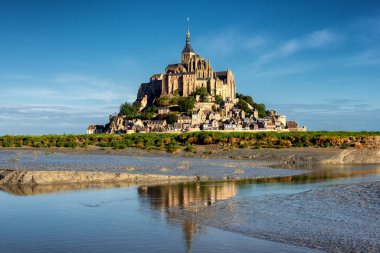 Mont Saint Michel katedral güzel ada, Normandiya, Kuzey Fransa, Europe