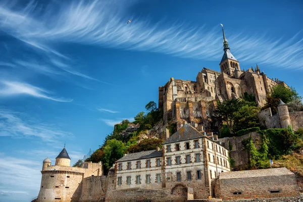 Piękna Katedra Mont Saint Michel Wyspie Normandia Francja Północna Europa — Zdjęcie stockowe