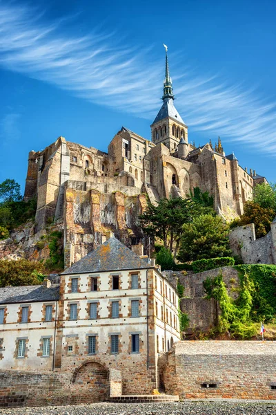 Piękna Katedra Mont Saint Michel Wyspie Normandia Francja Północna Europa — Zdjęcie stockowe