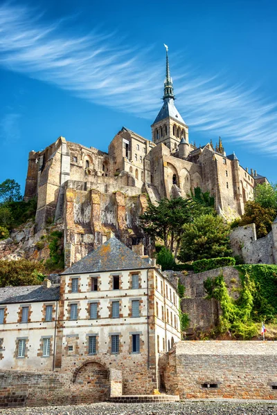 Piękna Katedra Mont Saint Michel Wyspie Normandia Francja Północna Europa — Zdjęcie stockowe