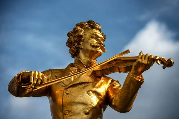 Estatua Dorada Johann Strauss Más Fotografiada Viena Conocida Todo Mundo — Foto de Stock