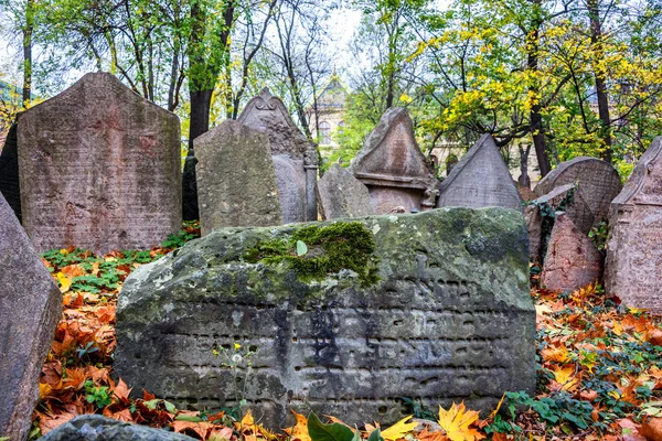 Pierres Tombales Sur Vieux Cimetière Juif Dans Quartier Juif Prague — Photo