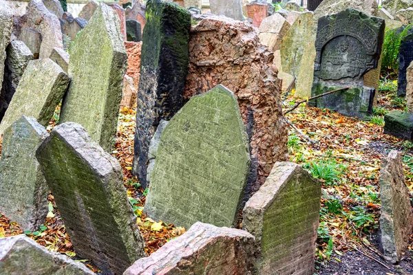 Pierres Tombales Sur Vieux Cimetière Juif Dans Quartier Juif Prague — Photo