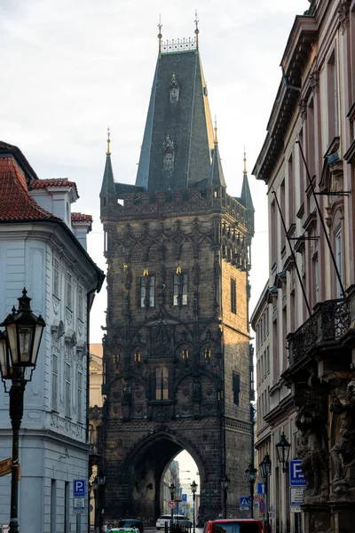 Powder Tower Powder Gate Gothic Tower Ithat Used One Original — Stock Photo, Image