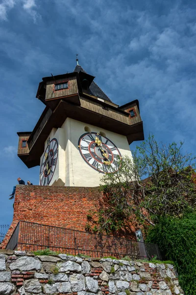 Schlossberg Castle Hill Годинниковою Вежею Uhrturm Уртурм Одна Найвідоміших Пам — стокове фото