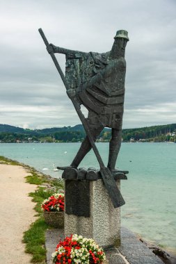 Monument to Rafters in Schoerfling at Attersee, Austria