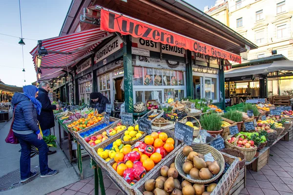 Naschmarkt Viena Famoso Mercado Comida Souvenirs Pulgas Centro Viena — Foto de Stock