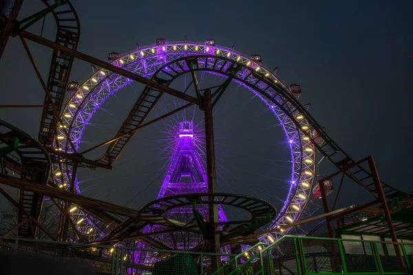 Famous Riesenrad Prater Illuminated Night — Stock Photo, Image