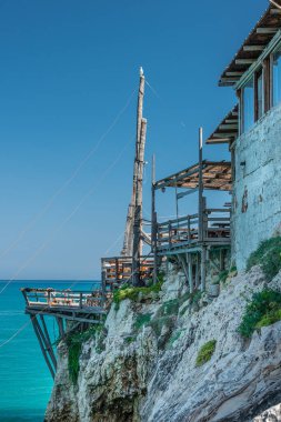  Trabucco, İtalyan Adriyatik kıyısında eski bir balıkçılık metodu. Apulia, İtalya