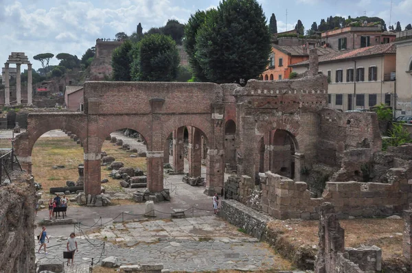 Panoramiczne Zdjęcie Starożytnych Ruin Forum Rzymskiego Foro Romano — Zdjęcie stockowe