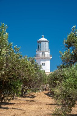 Capo Colonna 'daki deniz feneri. Crotone ili, Calabria, İtalya