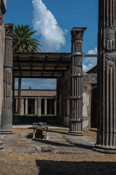 Ruins Ancient City Pompeii Destroyed Volcanic Eruption Vesuvio Mountain Italy — Stock Photo, Image