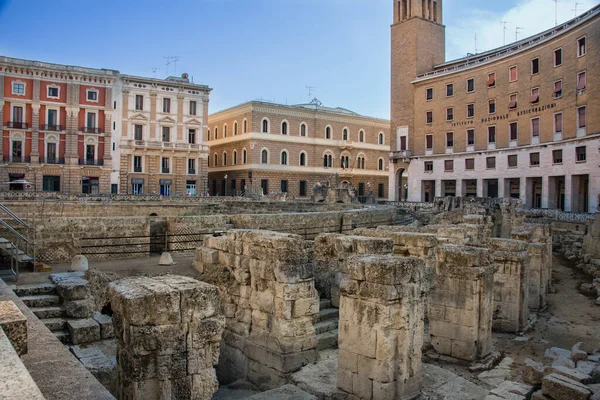 Rzymski Amfiteatr Lecce Puglia Apulia Południowe Włochy — Zdjęcie stockowe