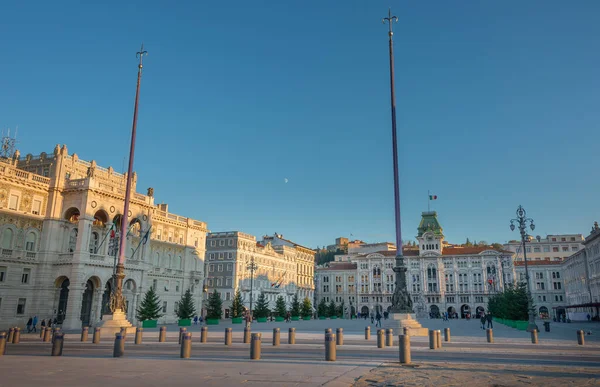 Plaza Unita Ciudad Trieste Italia Atardecer Plaza También Está Cerca — Foto de Stock