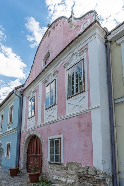 Casas Fachadas Bonitas Histórica Praça Principal Hadersdorf Kammern — Fotografia de Stock