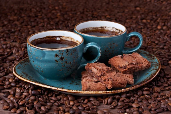 Snídaně káva čokoládové cookies — Stock fotografie