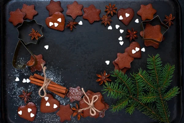 Composizione natalizia con biscotti — Foto Stock