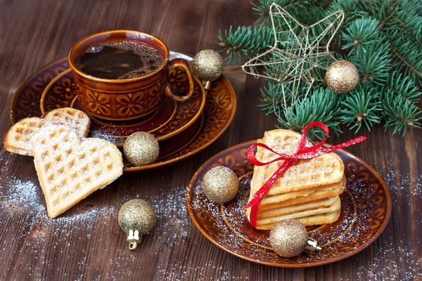 Composition de Noël avec biscuits et café — Photo