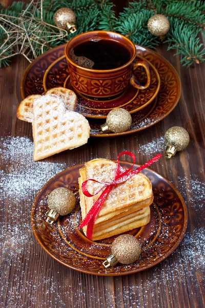 Composición navideña con galletas y café —  Fotos de Stock