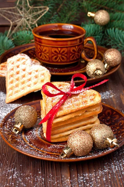 Різдвяна композиція з печивом та кавою — стокове фото