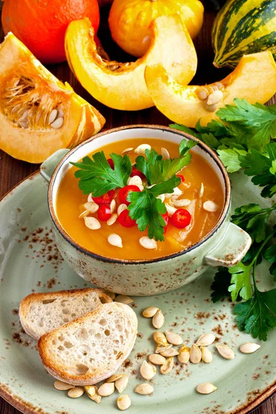 Čerstvá Dýňová polévka — Stock fotografie