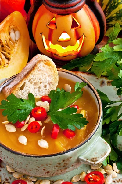 Domácí podzimní squash polévka — Stock fotografie