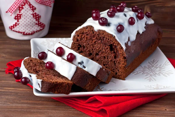 Boże Narodzenie tradycyjne ciasto czekoladowe — Zdjęcie stockowe