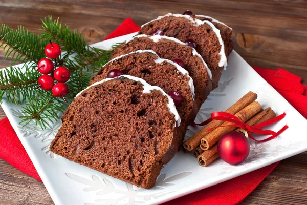 Torta di cioccolato tradizionale di Natale — Foto Stock