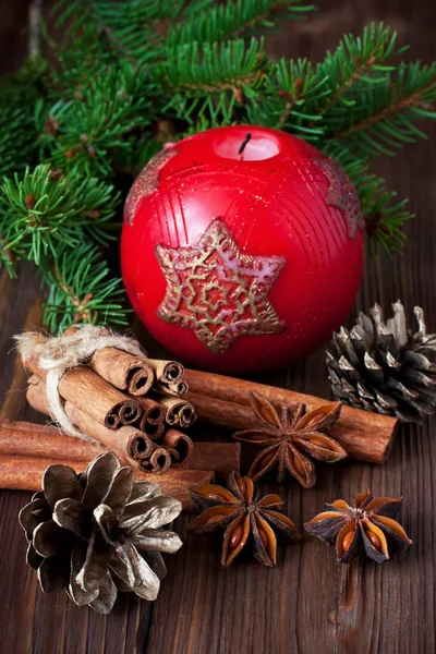 Vánoční složení s Dovolená dekorace — Stock fotografie