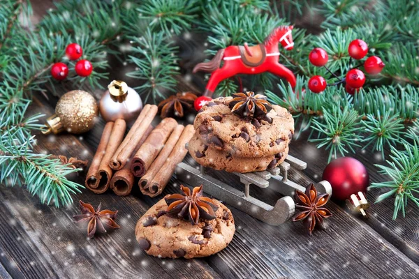 Natale natura morta con simboli luminosi — Foto Stock