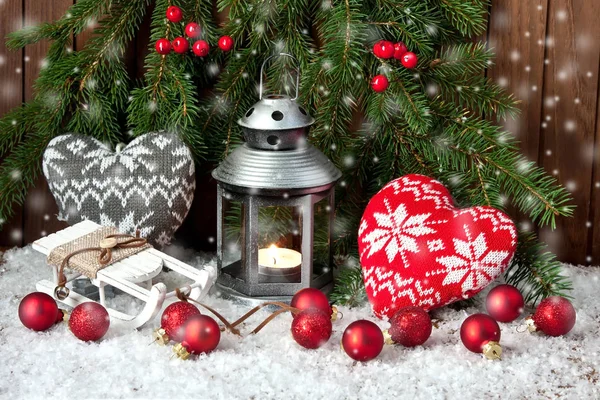 Vánoční složení s Dovolená dekorace — Stock fotografie