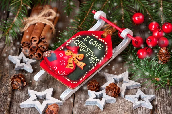 Cartão de presente de Natal com composição de férias — Fotografia de Stock
