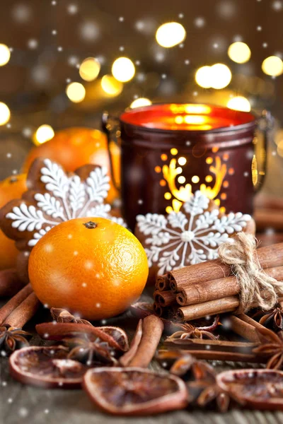 Composición con mandarinas navideñas — Foto de Stock