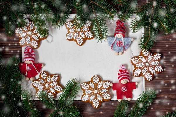 Christmas gingerbread cookies and decoration — Stock Photo, Image