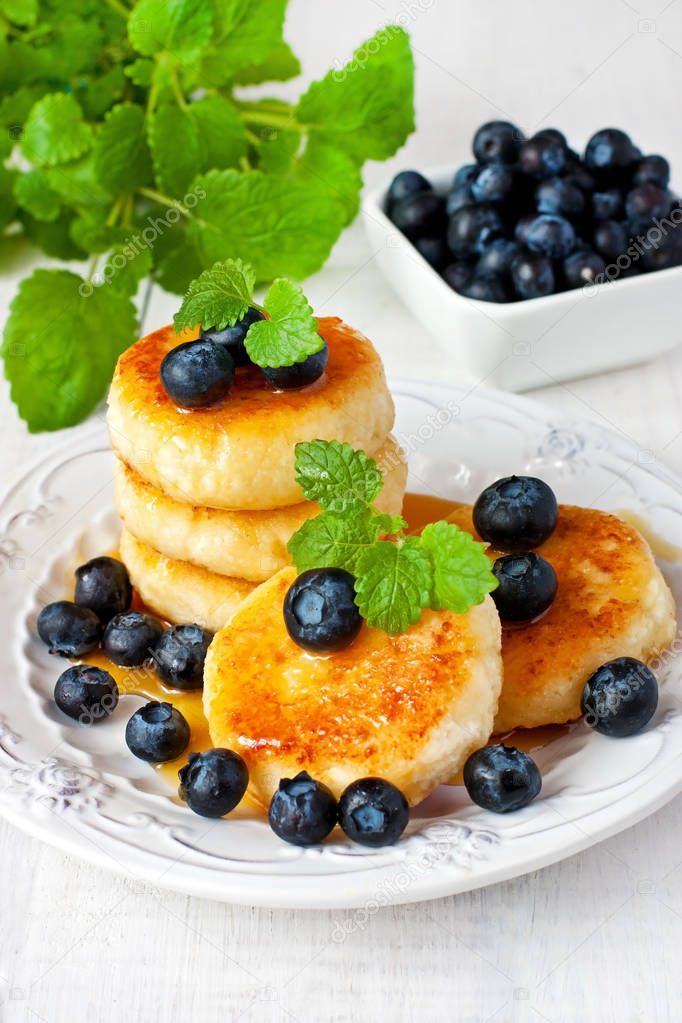 Cottage cheese pancakes   with blueberry