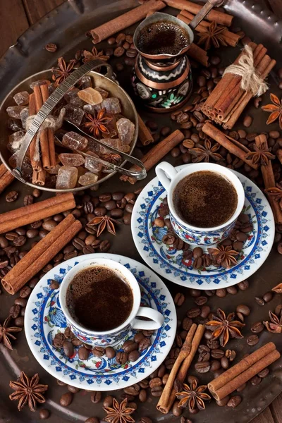 Kopp Aromatiskt Kaffe Med Sötsaker — Stockfoto