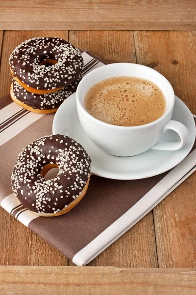 Donuts Caseros Frescos Taza Café — Foto de Stock