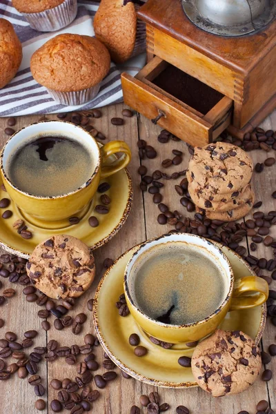 Samenstelling Met Koffiekop Lekkere Koekjes — Stockfoto