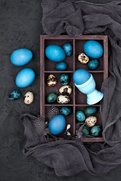 Different Types Eggs Dark Background Easter Concept — Stock Photo, Image