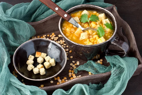 Schüssel Bohnensuppe Mit Petersilie — Stockfoto