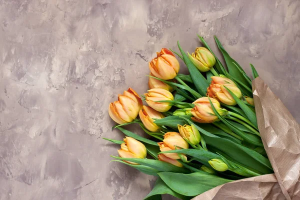 Gäng Tulip Vårblommor Internationella Kvinnodagen Dag Mors Dag Eller Födelsedag — Stockfoto