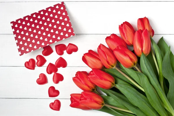 春のチューリップの花の束 国際女性の日 母の日や誕生日の概念 — ストック写真