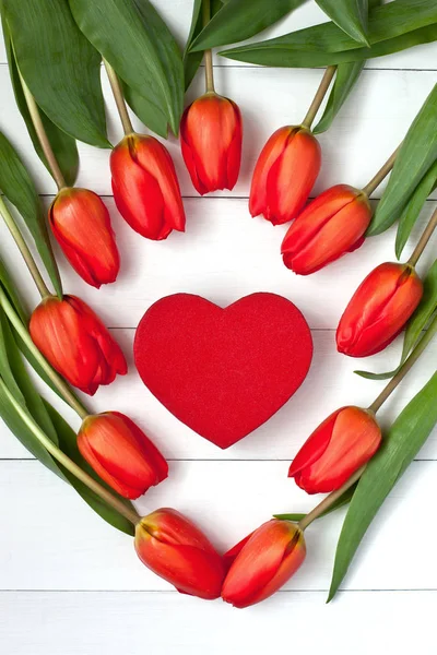 Праздники Натюрморта Красочными Тюльпанами Подарочными Коробками Концепция Международного Женского Дня — стоковое фото