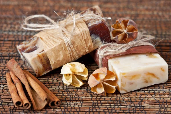 Piece of natural soap with vanilla — Stock Photo, Image