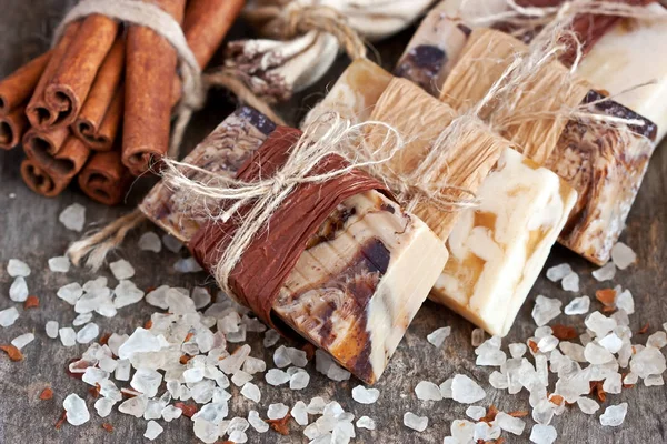 Piece of natural soap with vanilla — Stock Photo, Image